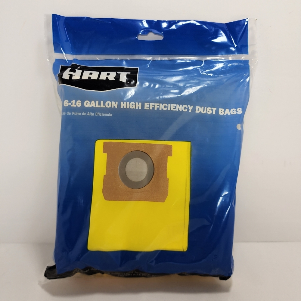 New! Hart (3 Pack) 6-16 Gallon High Efficiency Shop Vac Vacuum Dust Bags